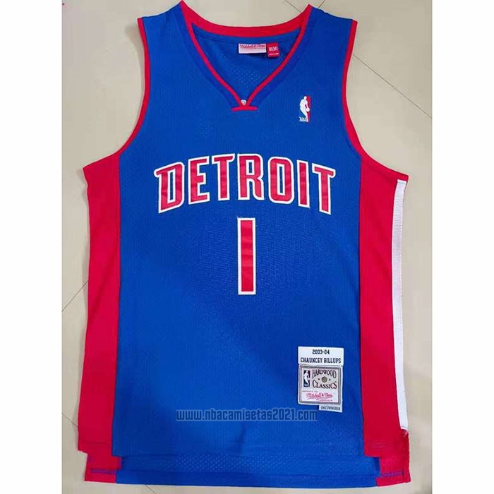Camiseta Detroit Pistons Chauncey Billups #1 Mitchell & Ness 2003-04 Azul